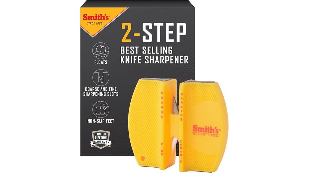 yellow two step knife sharpener