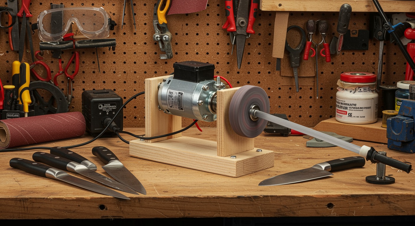 how to make knife sharpener using dc motor at home